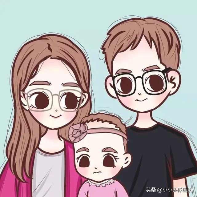 温馨三口之家，微信头像里的幸福密码